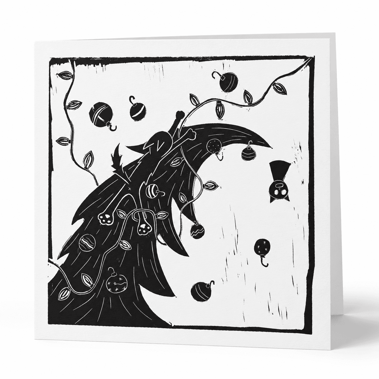 Knocking Down Baubles card, front