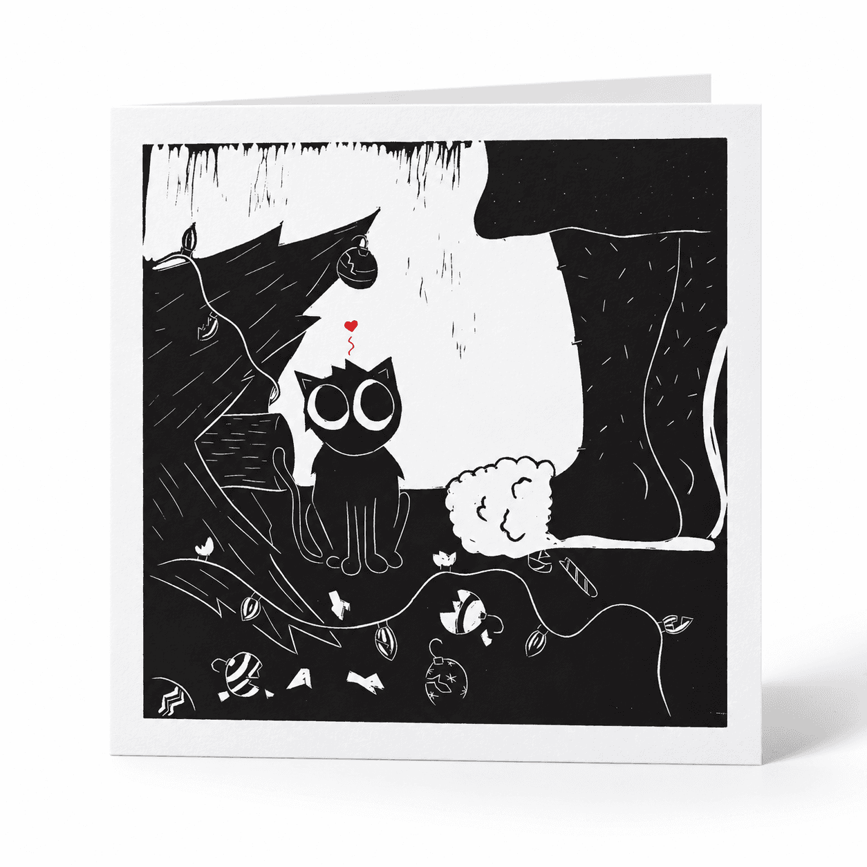 Cat Struggles card, front