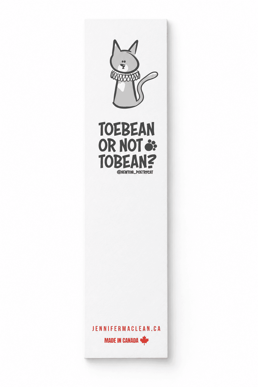 Toebean Bookmark, front